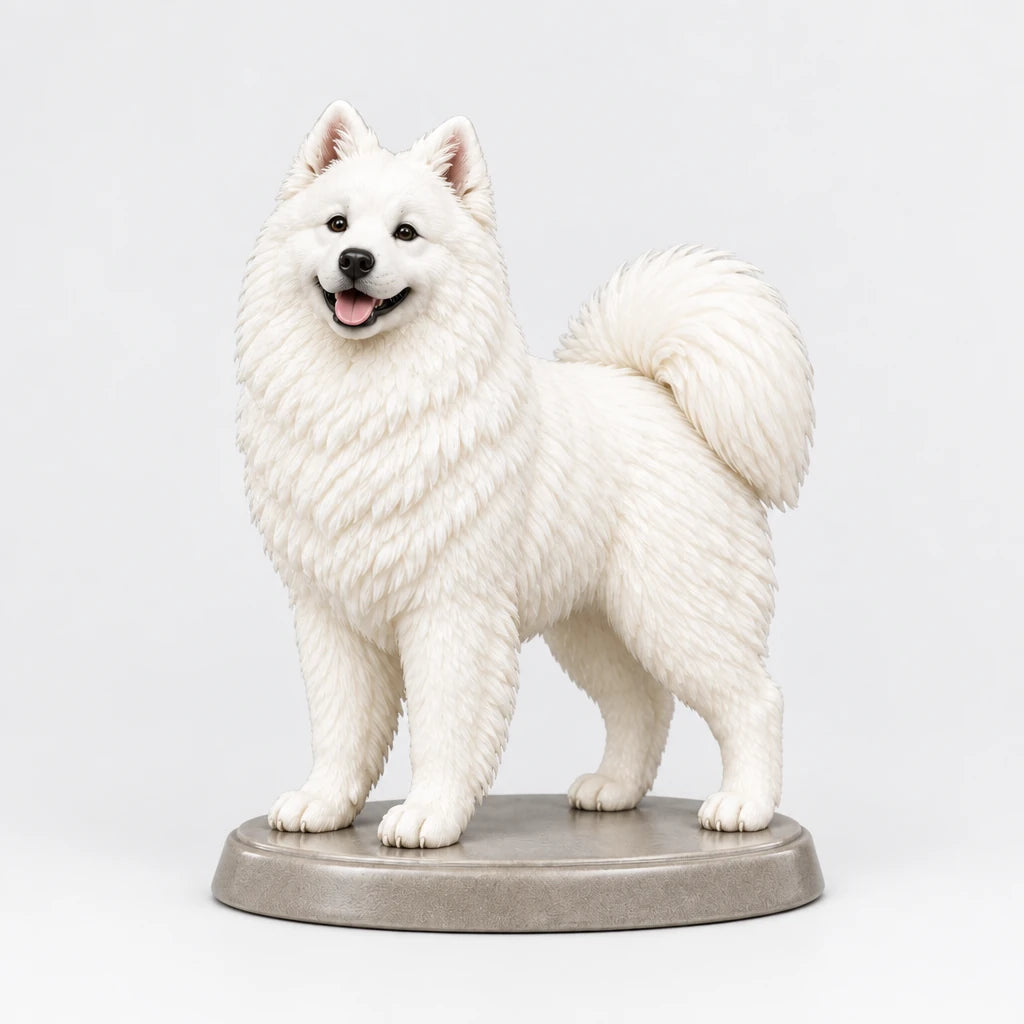 Samoyed figurine in standing alert pose on a clean background
