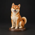 Shiba Inu figurine in sitting happy pose, studio view
