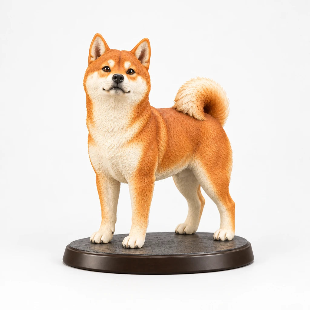 Shiba Inu figurine in standing alert pose on a clean background