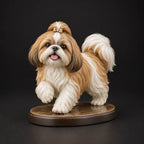 Shih Tzu figurine in playful run pose, studio view