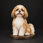 Shih Tzu figurine in sitting happy pose, studio view