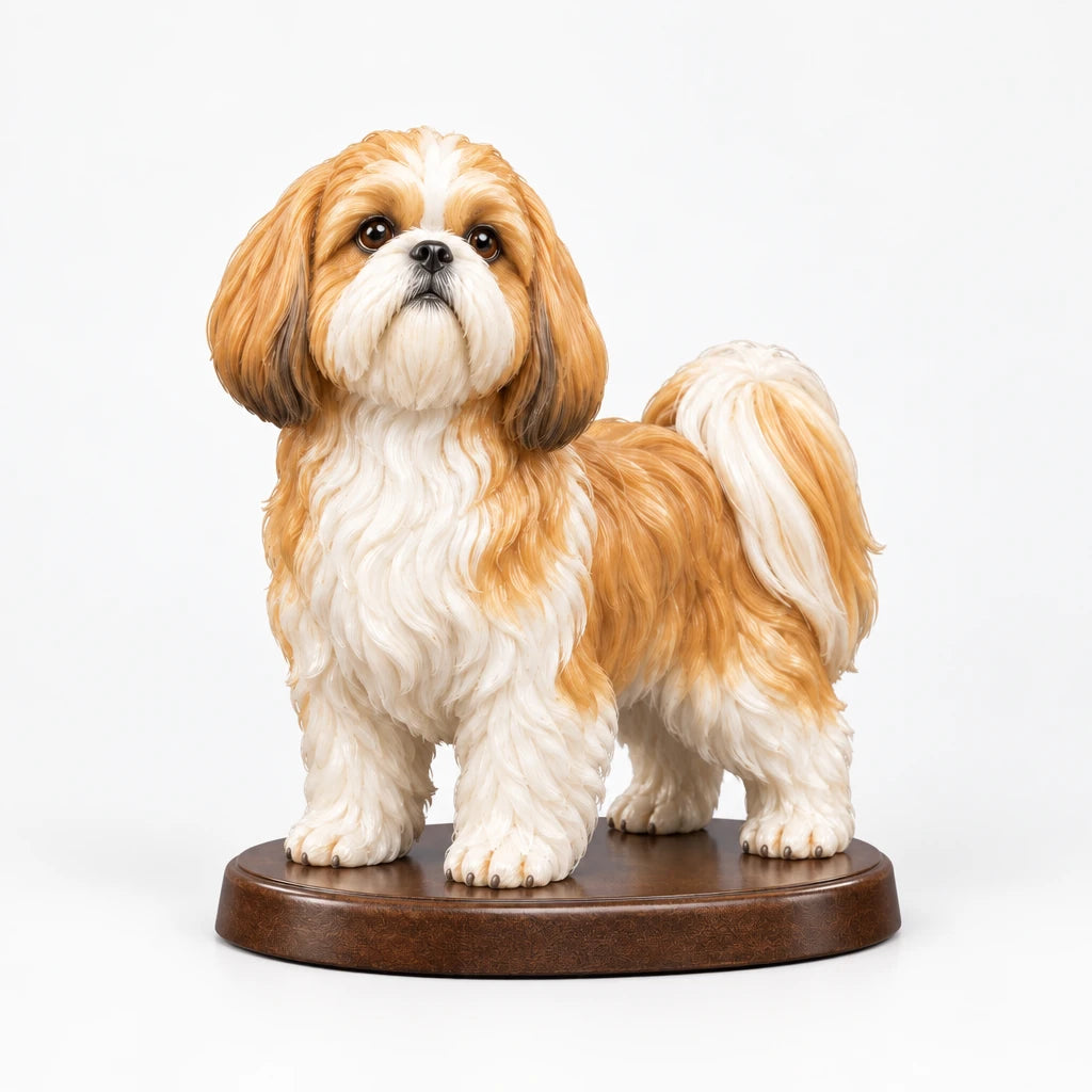 Shih Tzu figurine in standing alert pose on a clean background