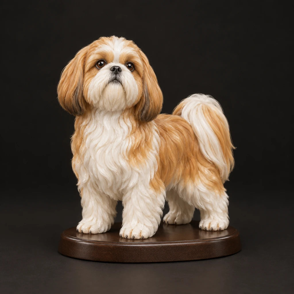 Shih Tzu figurine in standing alert pose, studio view