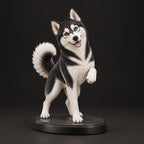 Siberian Husky figurine in paw up pose, studio view