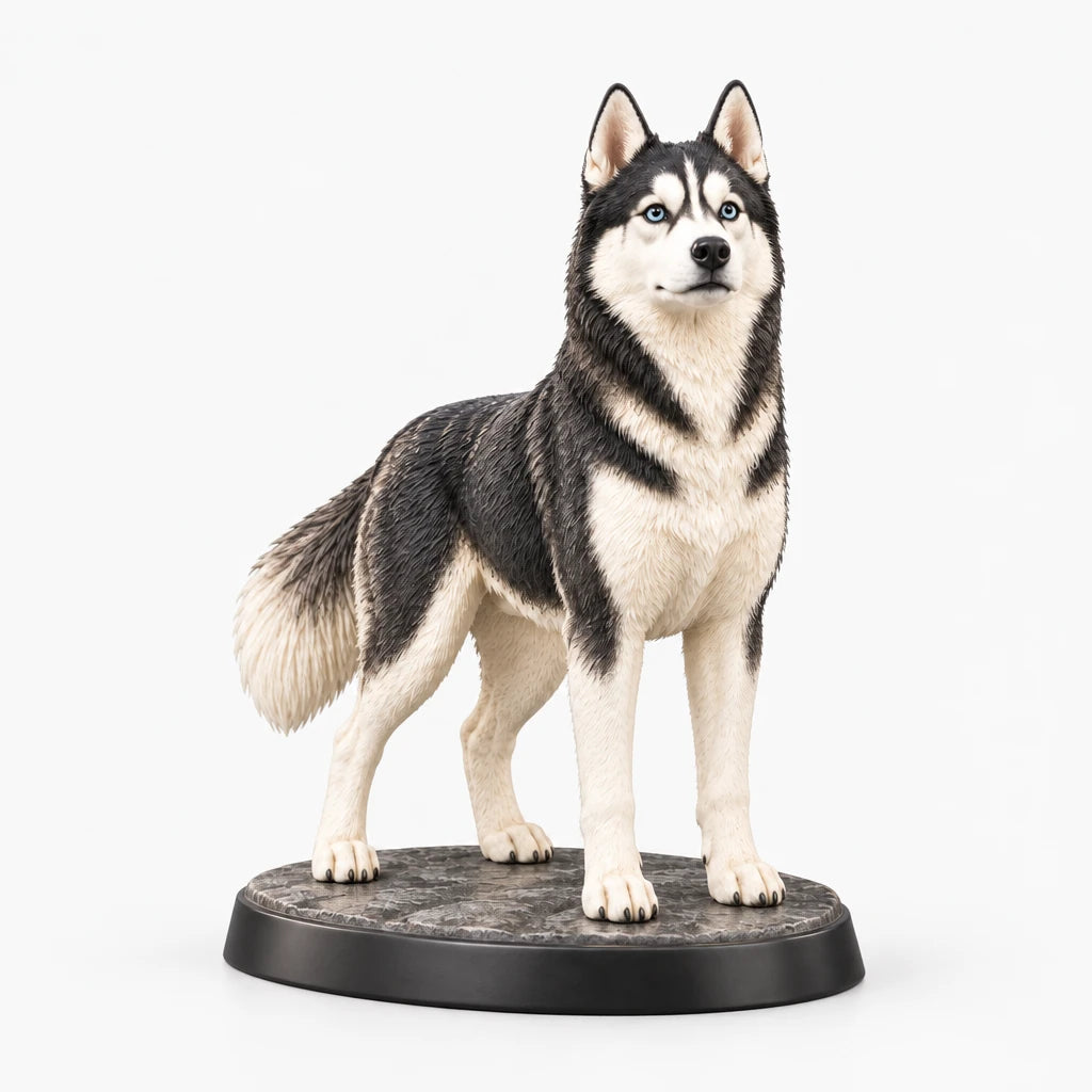 Siberian Husky figurine in standing alert pose on a clean background