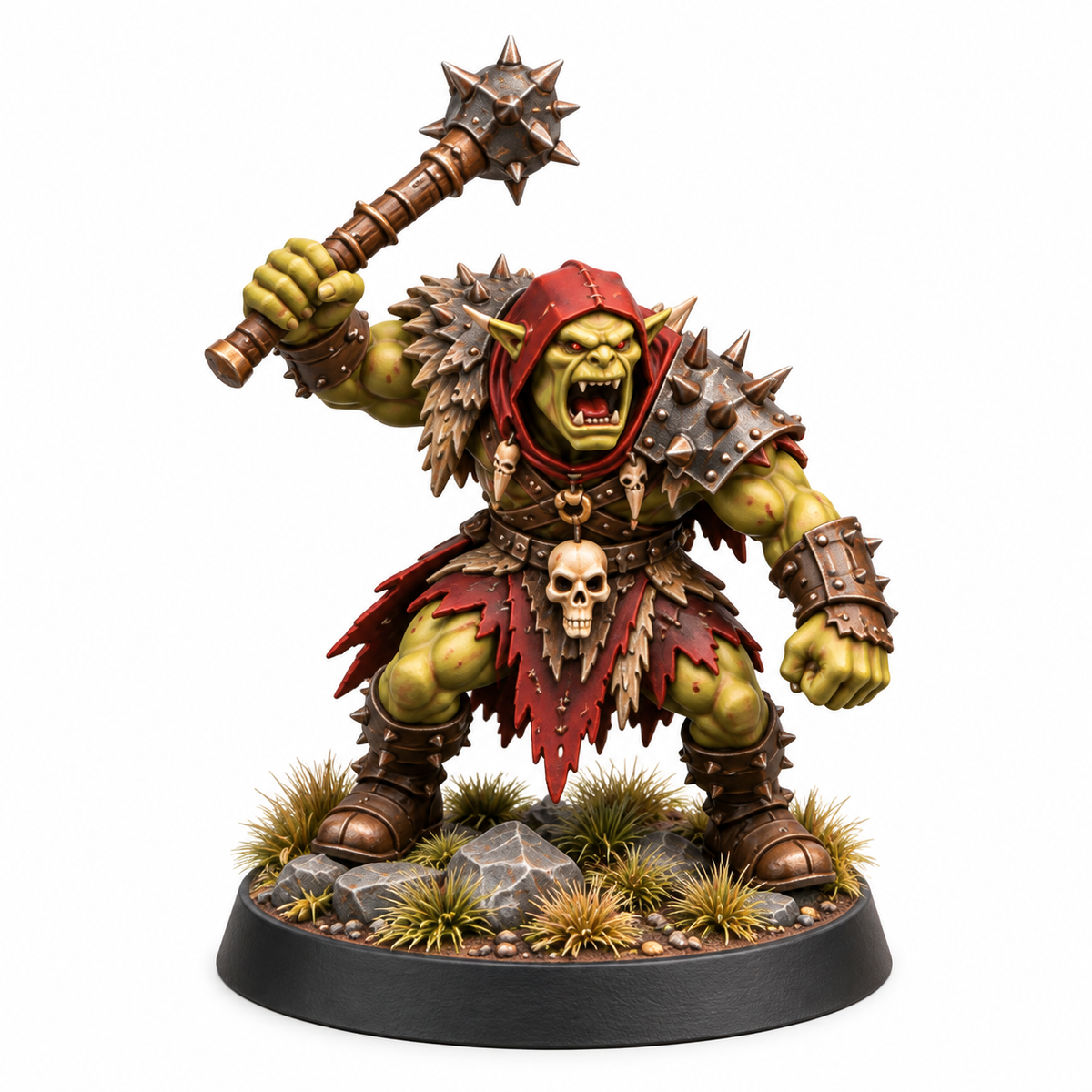 Orc raider miniature brandishing a spiked mace.