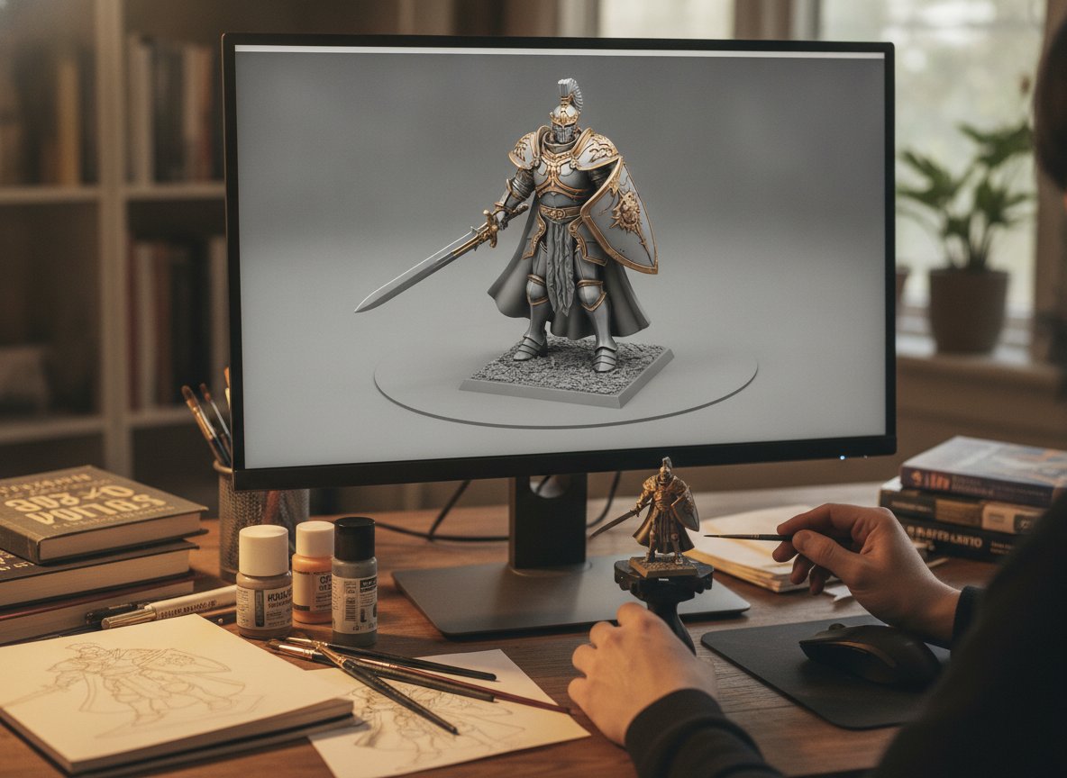 A 3D preview of the miniature on screen